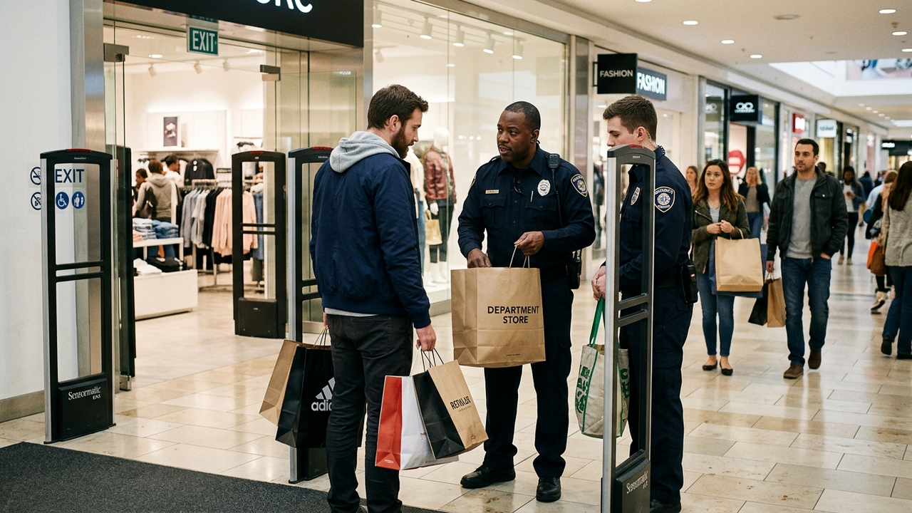Cliente sai de uma loja de departamentos e o alarme da porta dispara por falha no sistema da etiqueta. Seguranças abordam o consumidor no meio do shopping, revistam suas sacolas na frente de todos e constatam que tudo estava pago. A Justiça condena a loja a pagar R$ 15 mil por danos morais, definindo que a exposição pública, a suspeita infundada e o constrangimento superam o mero aborrecimento.
