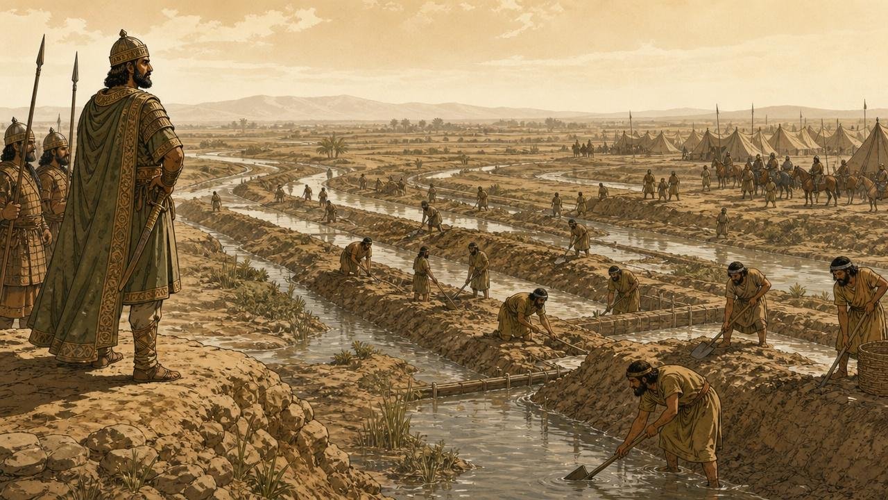 A abertura de canais mostra a engenharia hidráulica ligada às campanhas persas.