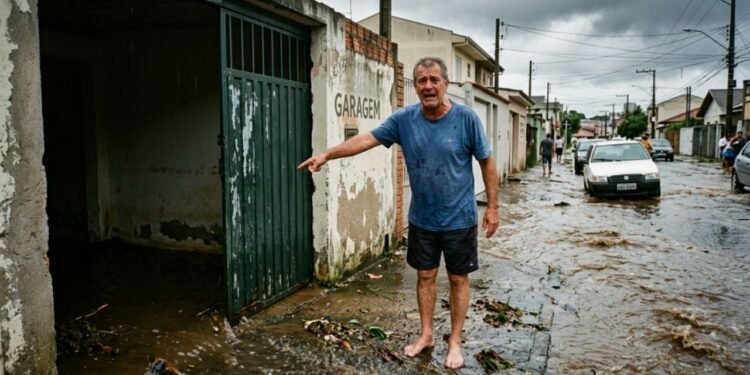 O primeiro temporal de verão revelou o erro de engenharia de forma devastadora para a vizinhança.