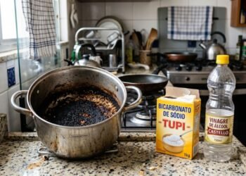 O truque simples para soltar aquela crosta preta do fundo da panela sem estragar o teflon