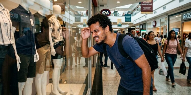 Ao observar uma vitrine elegante, ele tentou comparar valores antes de decidir a compra, exercendo uma prática habitual resguardada pelo Direito do consumidor.