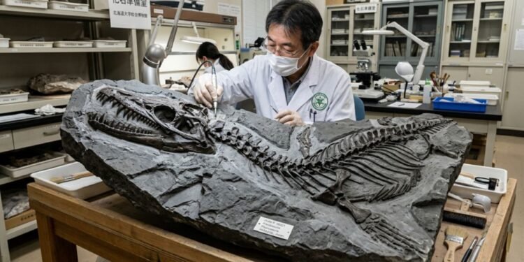 Os cientistas utilizaram leituras digitais de alta precisão para mapear cada pedaço do animal sem danificar o bloco de pedra original.