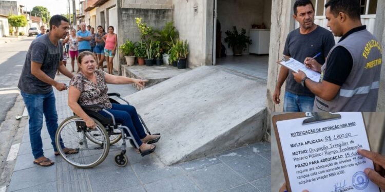 Poucos dias após a secagem da massa, um morador usuário de cadeira de rodas perdeu o controle ao tentar transpor a elevação e caiu na via pública.