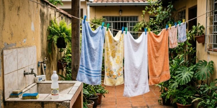 O tecido úmido vira o ambiente perfeito para a proliferação de fungos e bactérias microscópicas que se alimentam de resíduos orgânicos