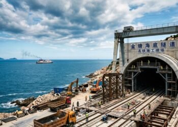 A 78 metros abaixo do nível do mar: a China está construindo o túnel subaquático mais longo do mundo para trens de alta velocidade.