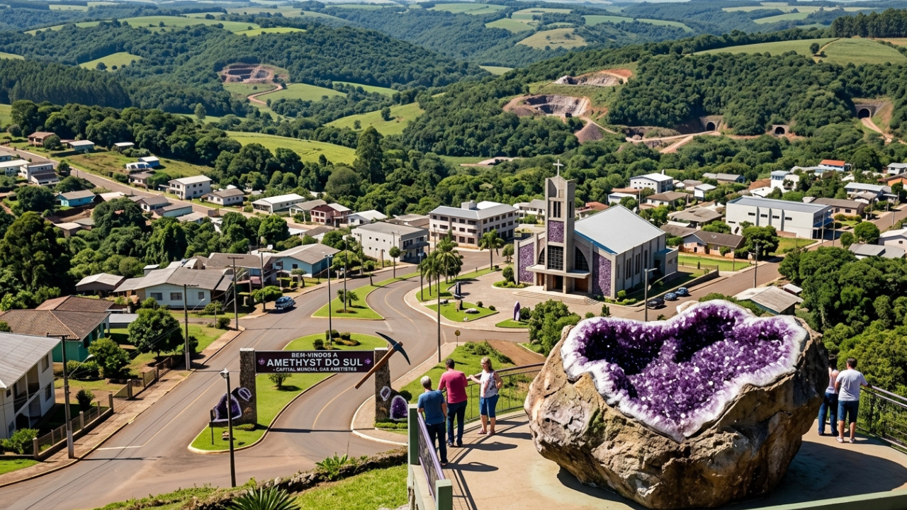 Com 40 toneladas de ametista nas paredes de uma igreja e uma rara gigante de 2,5 toneladas, essa cidade gaúcha virou museu subterrâneo de antigas minerações
