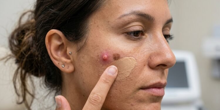 Aplique um adesivo hidrocoloide transparente direto sobre a lesão para evitar a tentação de tocar com as mãos sujas.