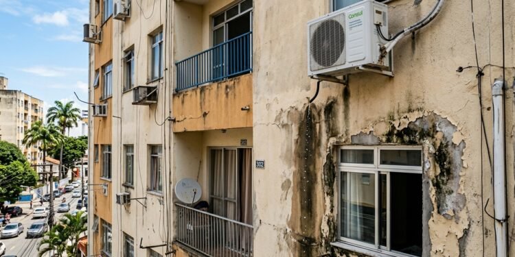 A fixação de equipamentos nas paredes externas de edifícios deve respeitar convenções coletivas e padrões arquitetônicos.