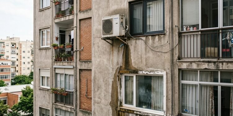 Vizinho instala aparelho de ar-condicionado voltado diretamente para a janela do apartamento ao lado e, além do barulho durante a madrugada, água do equipamento começa a escorrer pela fachada e atingir a unidade inferior