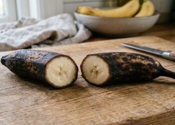 O que significa quando a banana fica preta por fora, mas continua clara por dentro?