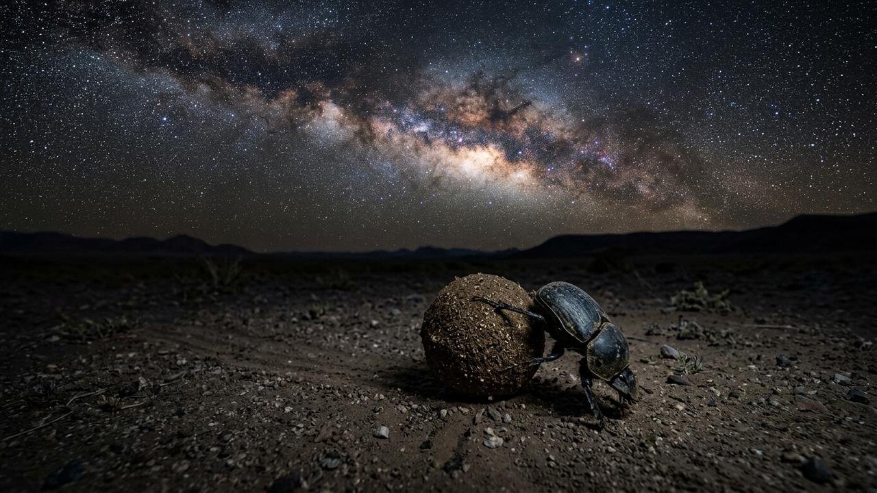 A habilidade inacreditável do besouro-rola-bosta que surpreendeu os astrônomos ao usar a luz da Via Láctea para se orientar à noite