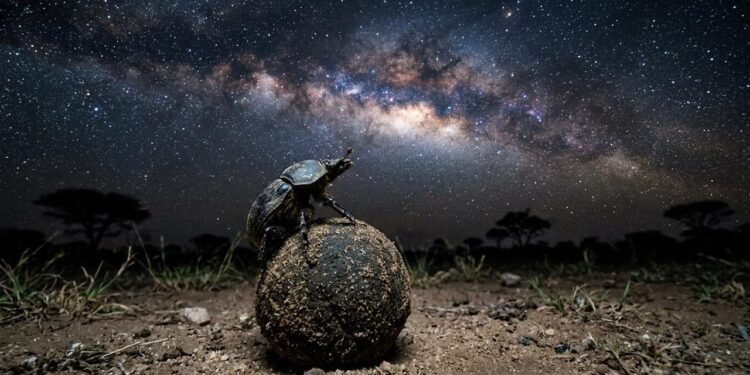 A habilidade inacreditável do besouro-rola-bosta que surpreendeu os astrônomos ao usar a luz da Via Láctea para se orientar à noite