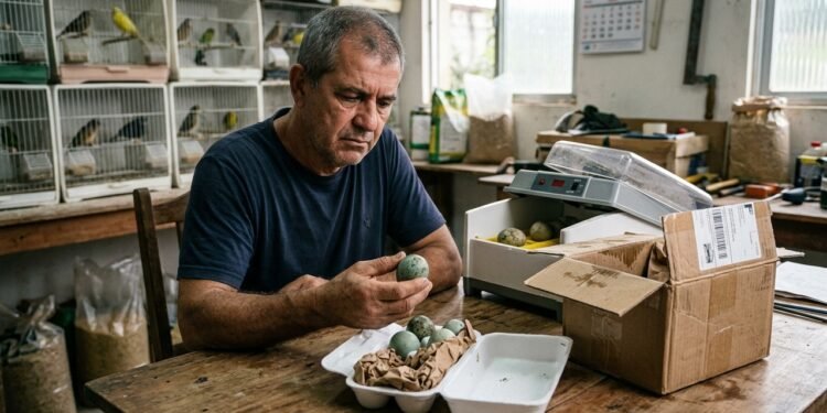 Criador compra ovos férteis de aves raras por R$ 18 mil, recebe encomenda após atraso no transporte e quase nenhum deles consegue completar a incubação
