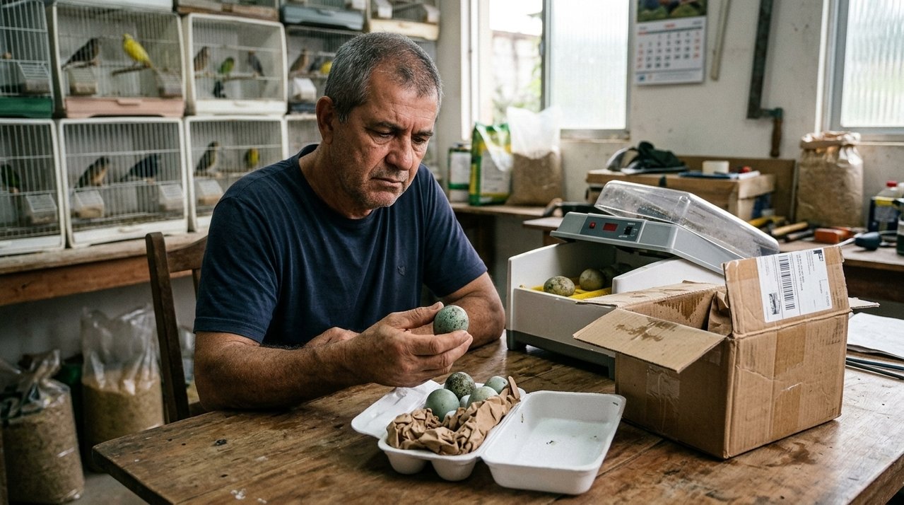 Criador compra ovos férteis de aves raras por R$ 18 mil, recebe encomenda após atraso no transporte e quase nenhum deles consegue completar a incubação
