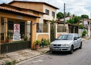 Homem coloca placa de “proibido estacionar” em frente à própria casa e chama guincho quando vizinho para no local; descobre que placa particular não cria automaticamente proibição de trânsito