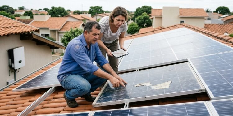 Casal instala sistema de energia solar por R$ 48 mil, percebe queda brusca na geração poucos meses depois e descobre que parte dos equipamentos instalados não era nova