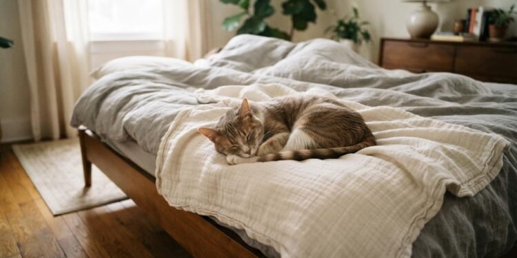Gatos procuram superfícies quentes com frequência, e uma cama ocupada oferece uma fonte constante de calor.