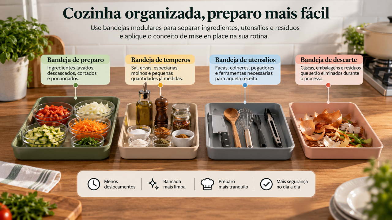 Bandejas modulares são o novo segredo da cozinha organizada