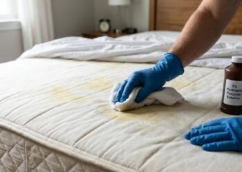O truque caseiro para limpar manchas amareladas do colchão sem precisar encharcar o tecido