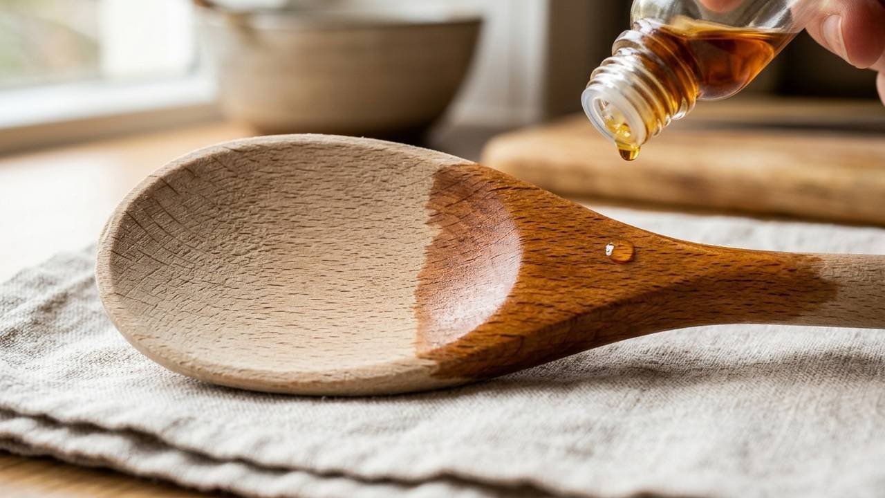 Passar óleo de coco com suco de limão em tábuas de carne: o hidratante caseiro que evita rachaduras e prolonga a vida útil de colheres de pau