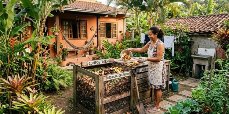 Cascas de frutas, legumes, borra de café e outros resíduos frescos são considerados materiais mais ricos em nitrogênio e umidade