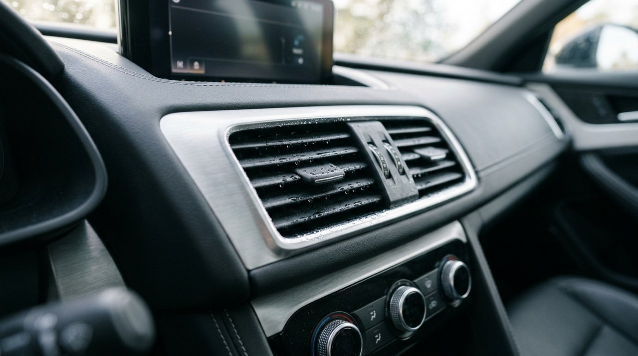 Meu carro começou a ficar com um cheiro azedo nos primeiros minutos depois de ligar o ar-condicionado: o odor desaparecia, mas a causa continuava lá