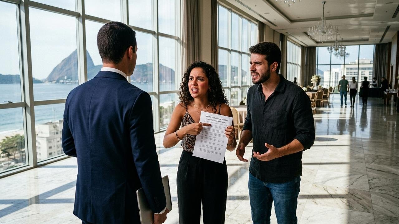 Hotel cobra R$ 40 mil pelo espaço de casamento e impede contratação de buffet externo, obrigando casal a utilizar cardápio próprio por valor mínimo por convidado