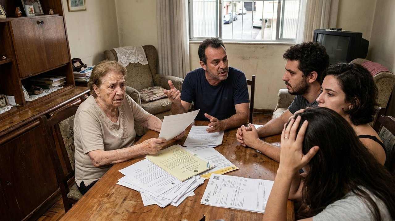 Irmão mora sozinho na casa herdada por anos e o conflito começa quando os outros herdeiros decidem vender