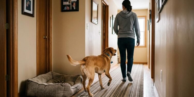 Se o cachorro permanece próximo, mas não encosta, isso pode significar que deseja companhia sem contato físico.