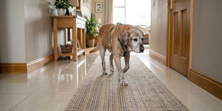 Quando as patas deslizam, o cão precisa fazer pequenas correções de postura para não perder o equilíbrio.