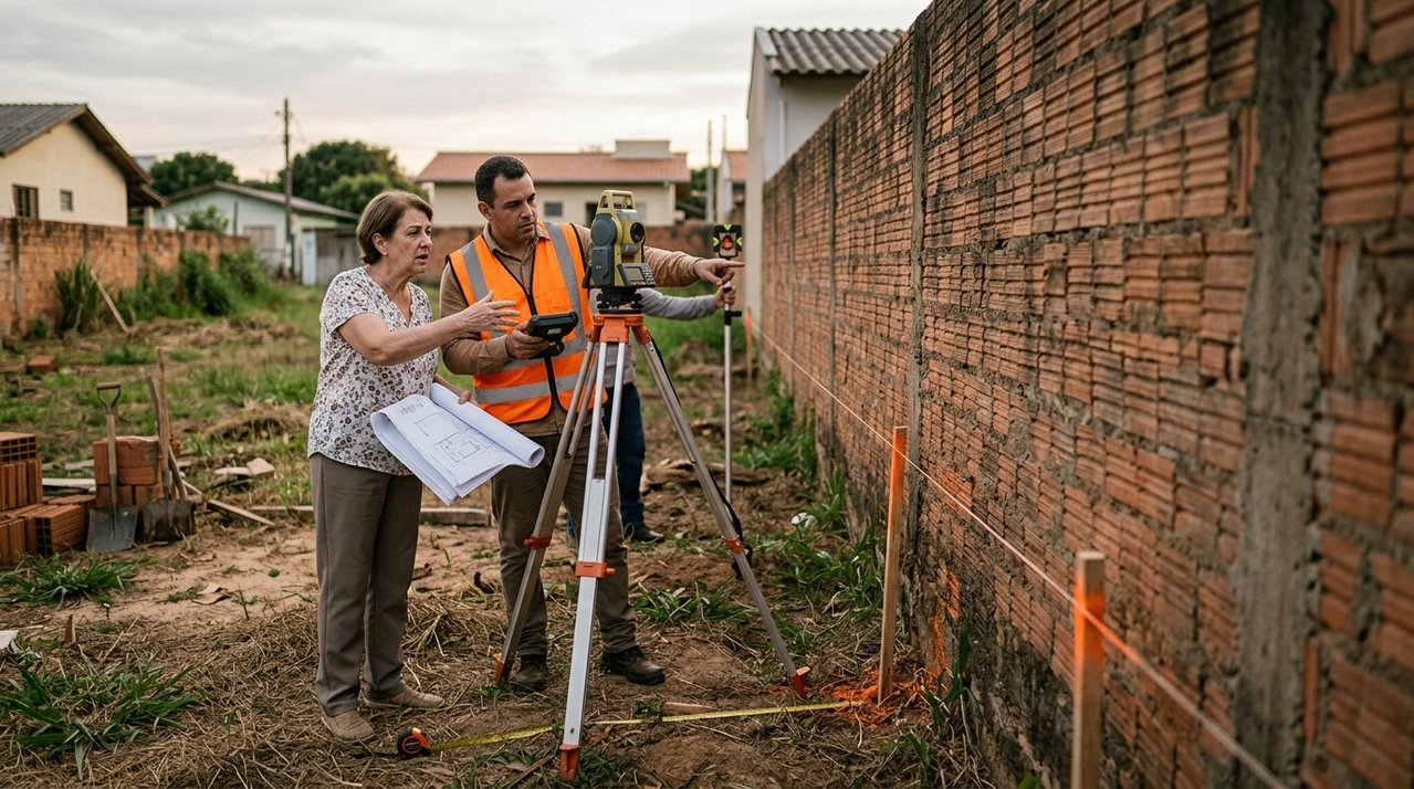 Família inicia construção em terreno comprado há anos e descobre diferença entre a medida real e a escritura