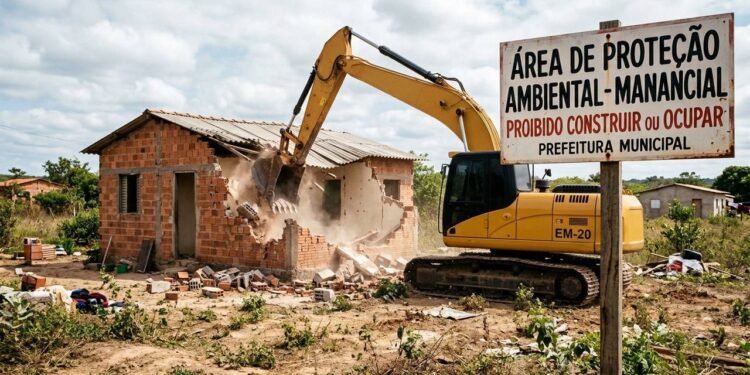 Homem gasta R$ 80 mil em terreno com contrato de boca, prefeitura demole a casa em área de manancial e comprador perde todo o investimento