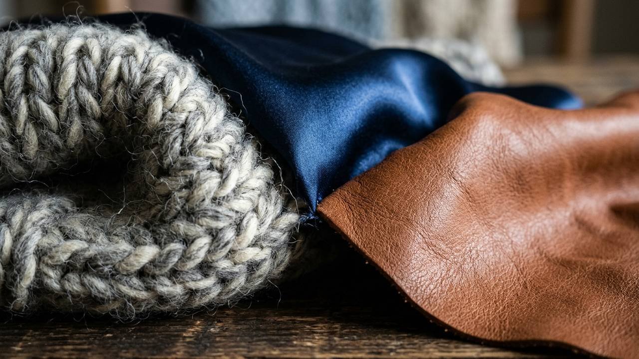 O guia prático do mix de texturas: como harmonizar peças de couro, tricô e cetim no mesmo look noturno sem errar na composição visual