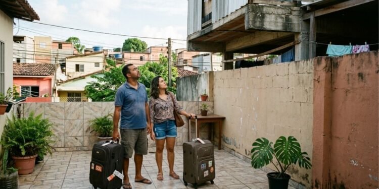Família viaja por duas semanas e, ao voltar, descobre que o telhado reformado pelo vizinho avançou sobre o próprio terreno e exige a demolição do trecho