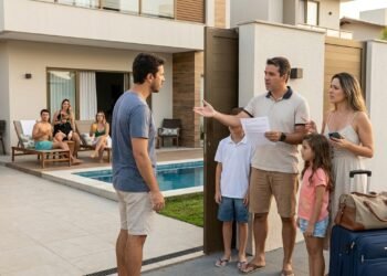 Família paga R$ 7 mil por casa de praia com piscina para o Réveillon e, ao chegar, descobre imóvel ocupado por outros hóspedes após anúncio duplicado na plataforma