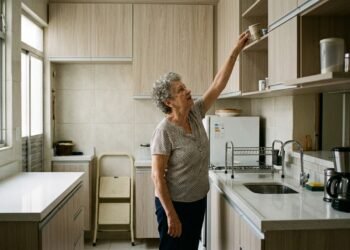 Família paga R$ 19 mil por cozinha adaptada para idoso, mas, depois da instalação, percebe que altura de bancadas e armários torna parte dos equipamentos impossível de alcançar com segurança