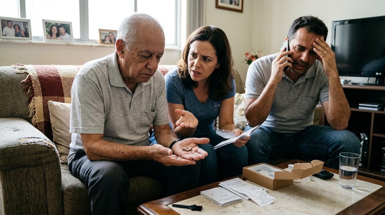 Família compra prótese auditiva por R$ 14 mil para idoso, aparelho apresenta falhas recorrentes e assistência informa que modelo precisará ser enviado para outro estado por várias semanas