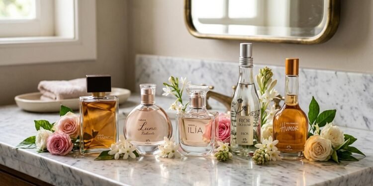 A família floral é ampla e pode combinar flores com frutas, madeiras, especiarias, notas aquosas ou ingredientes ambarados