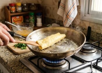 Os cozinheiros concordam: “Para evitar que a omelete grude, o importante não é adicionar óleo, mas sim aquecer bem a frigideira.”