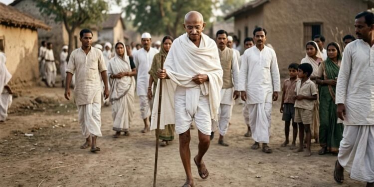 O problema é que essas reproduções geralmente não indicam em qual discurso, carta ou artigo Gandhi teria usado exatamente a expressão que relaciona felicidade à harmonia. // Imagem ilustrativa gerada por IA para representar a situação descrita no texto; pessoas, locais e elementos visuais não correspondem necessariamente aos reais