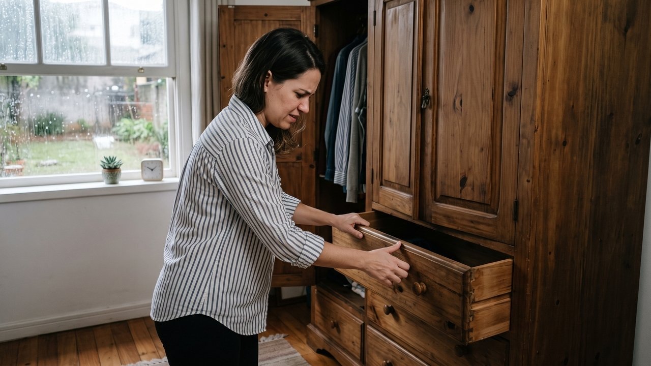 Meu guarda-roupa começou a ficar difícil de abrir sempre que chegava o período de chuva: não era apenas impressão