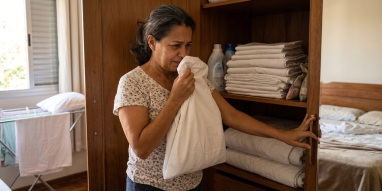 A roupa de cama parecia limpa, mas o armário devolvia um cheiro de guardado em poucos dias