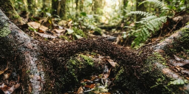 Pesquisadores explicam por que o corpo das formigas vira uma ponte viva quando o caminho apresenta obstáculos e o que isso revela sobre elas