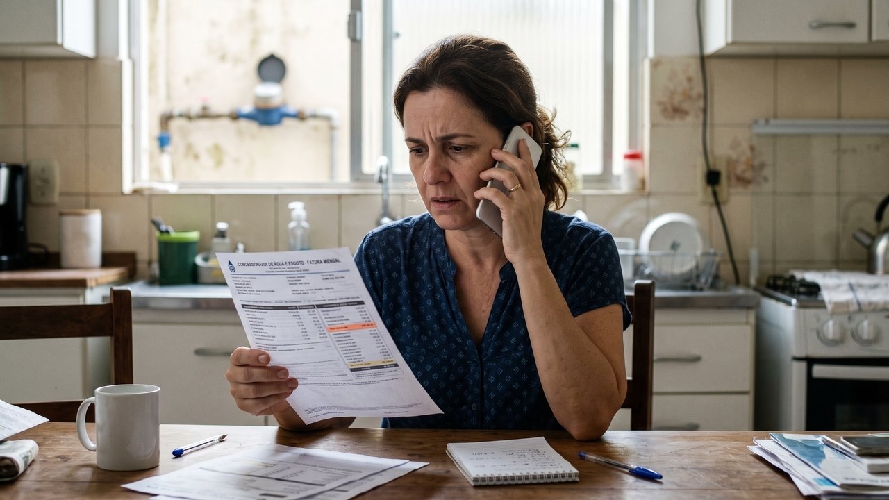 Moradora recebe conta de água três vezes maior que o normal e descobre vazamento escondido dentro da parede; companhia exige pagamento integral enquanto reparo é realizado