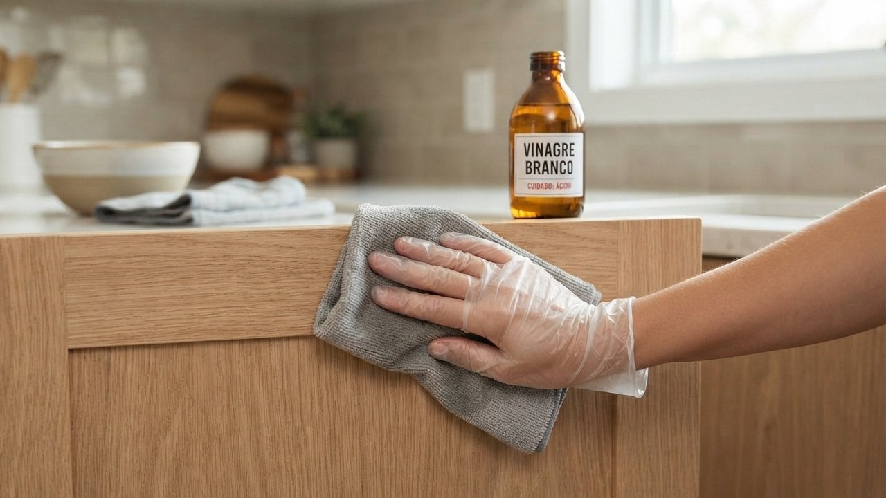 vinagre nos armários da cozinha