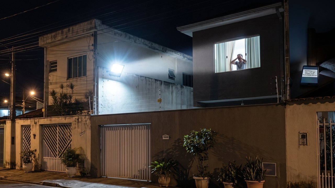 Morador instala um refletor de segurança de alta potência no muro do quintal para espantar ladrões, mas o feixe de luz invade diretamente a janela do quarto da casa ao lado impedindo o vizinho de dormir, e o tribunal concede liminar para a remoção da lâmpada por perturbação do sossego.
