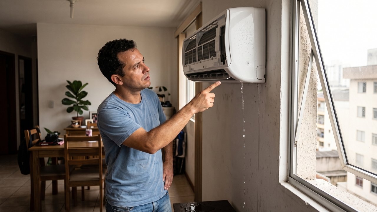 Meu ar-condicionado começou a pingar dentro do quarto justamente nos dias mais quentes: mudar a temperatura não resolvia