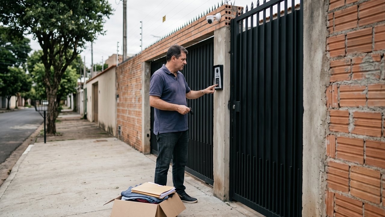 Herdeiro instala portão eletrônico e câmeras em casa avaliada em R$ 500 mil deixada pelo pai, proíbe a entrada dos outros filhos e afirma que o imóvel é seu porque cuidou do pai até a morte; irmãos levam disputa à Justiça