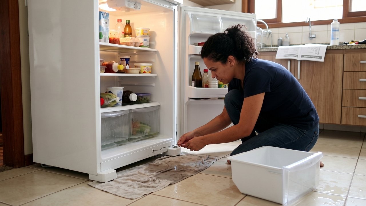 Minha geladeira começou a criar água embaixo das gavetas: achei que algum alimento estava vazando até encontrar a verdadeira origem