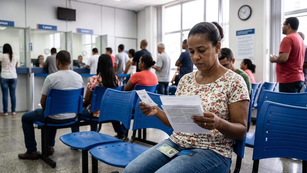Consumidora espera 1h20 na fila de uma agência para sacar benefício, registra protocolo e descobre que a cidade estabelece prazo máximo para atendimento bancário; banco pode ser multado administrativa